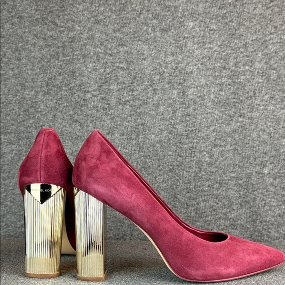 Michael Kors Burgundy and Gold Paloma Pumps Heels Womens‎ Size 7.5M